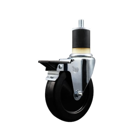 Service Caster 5'' Hard Rubber Swivel 1-7/8'' Expanding Stem Caster with Brake SCC-EX20S514-HRS-PLB-178